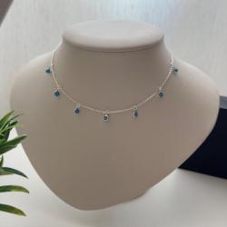 Choker Olho Grego Regulável em Prata925