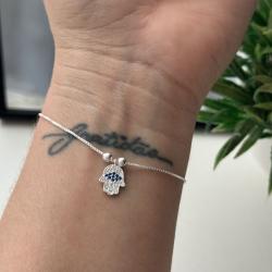 Pulseira Mão de Fátima Cravejada de Zircônias Prata 925