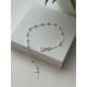 Pulseira com Bolinhas e Crucifixo de Prata 925