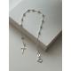 Pulseira com Bolinhas e Crucifixo de Prata 925